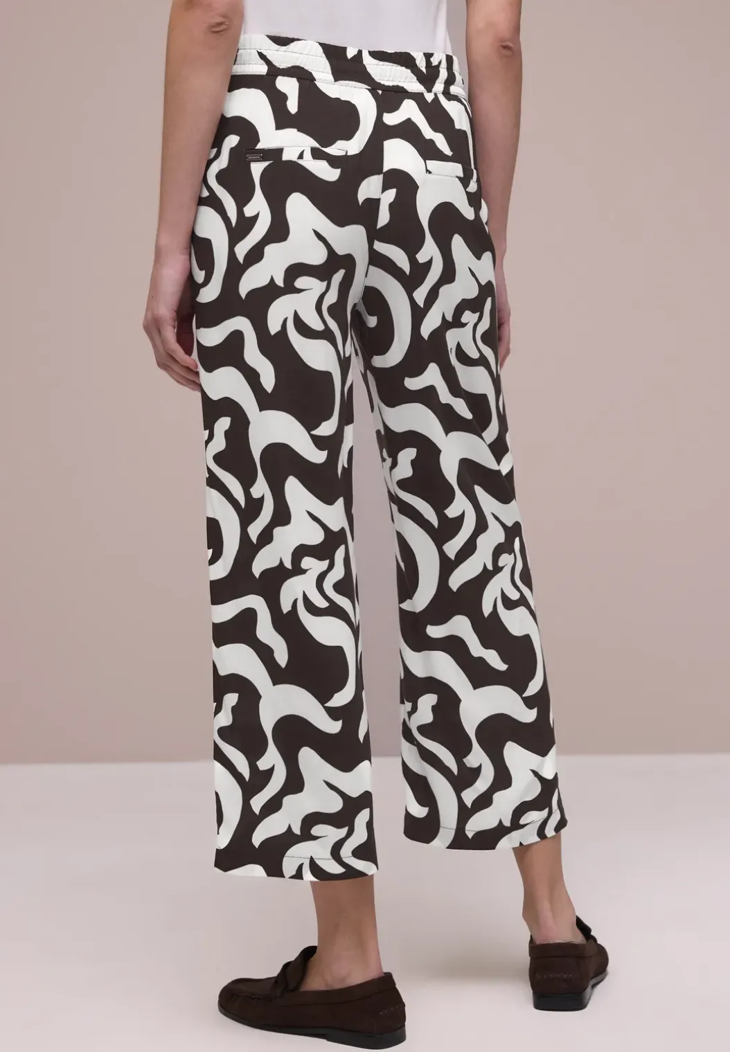 High Waist broek met Wide Legs en print