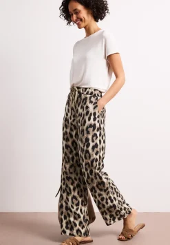High Waist broek met Wide Legs en leoprint