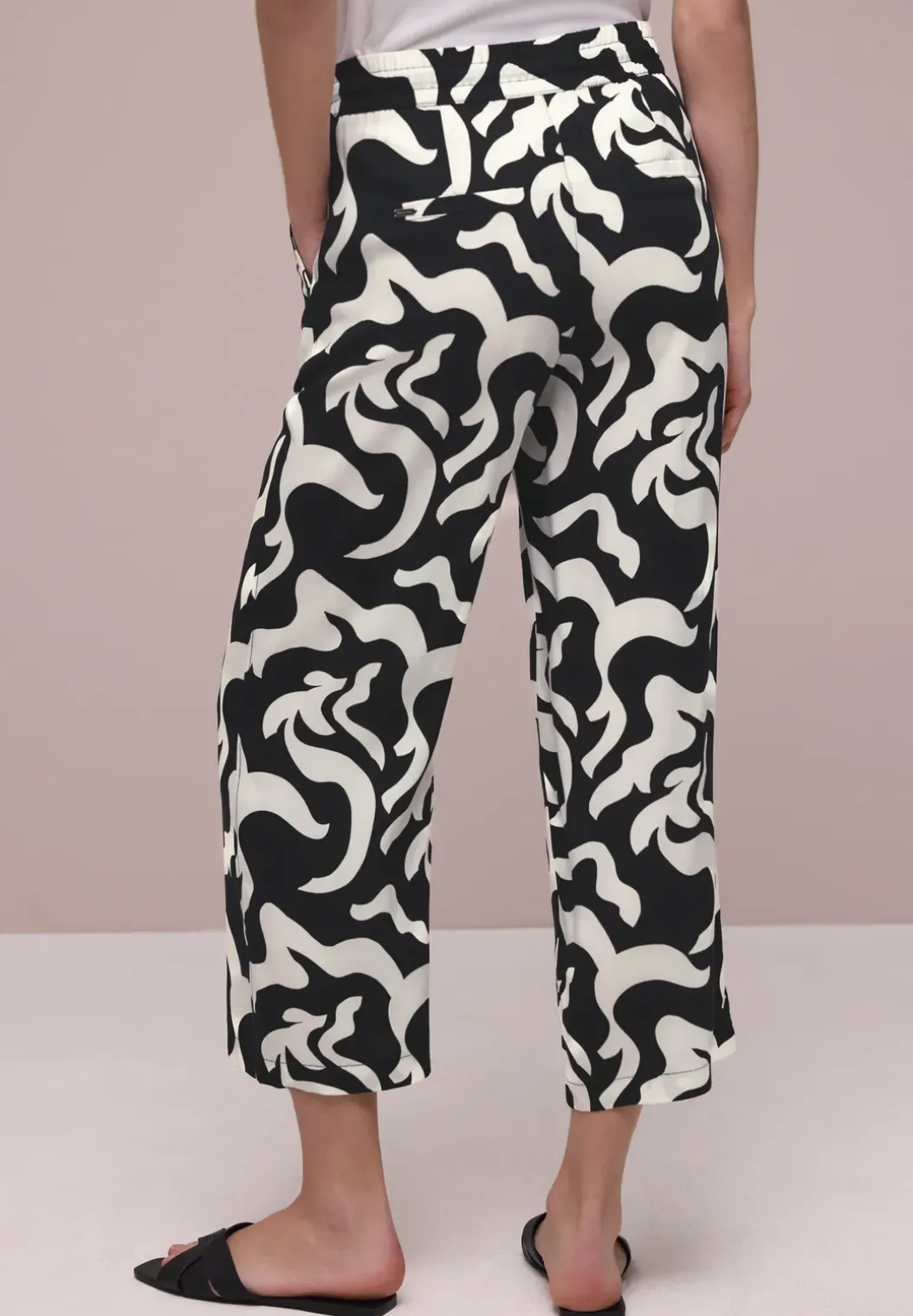 High Waist broek met Wide Legs en print