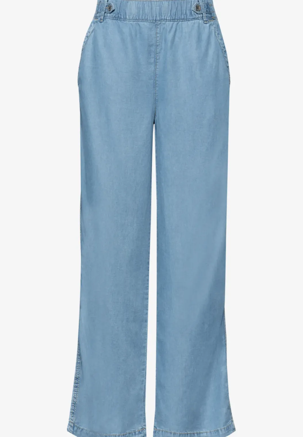 High Waist broek met Wide Legs en knoopdetails
