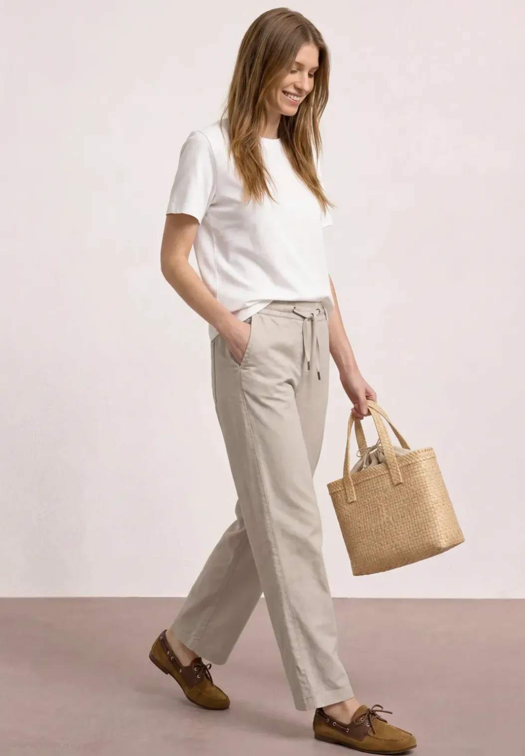 High Waist broek met wijde pijpen in Loose Fit