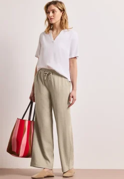 High Waist broek met wijde pijpen in casual pasvorm