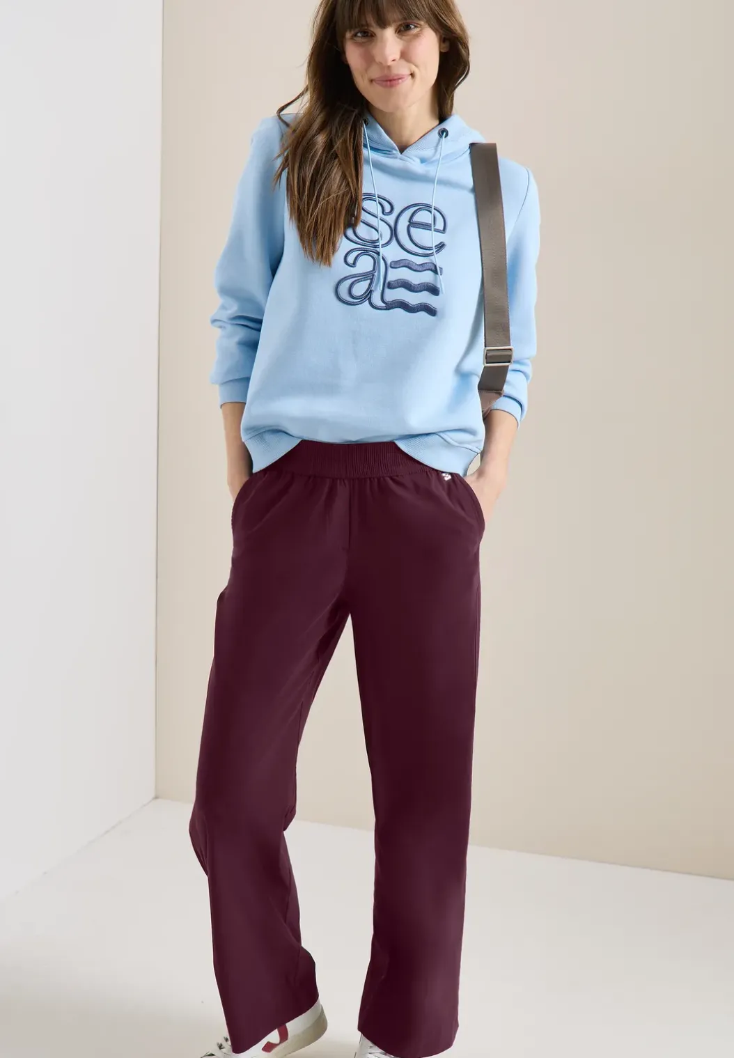 High Waist broek met wijde pijpen in Loose Fit