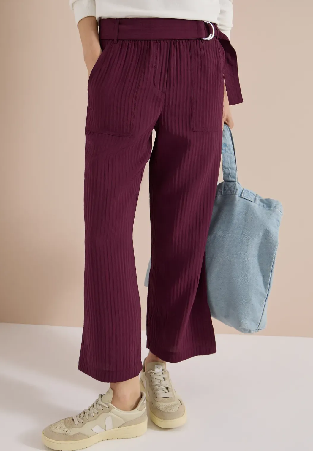 High Waist broek met wijde pijpen in Loose Fit