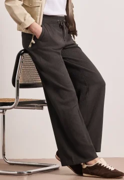 High Waist broek met wijde pijpen in casual pasvorm