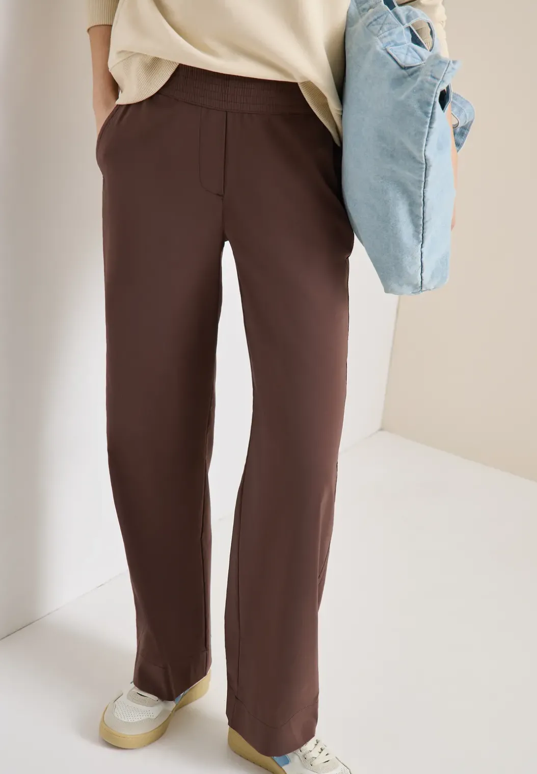 High Waist broek met wijde pijpen in Loose Fit