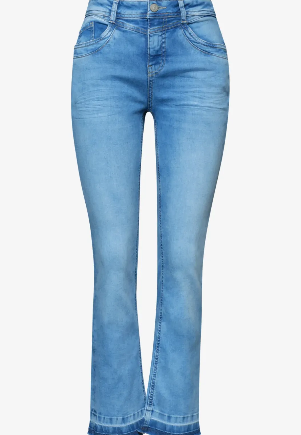 High Waist jeans met flared pijpen en decoratieve zoom