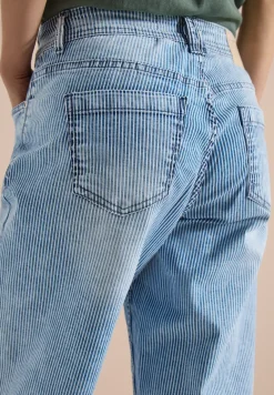 High Waist jeans met Wide Legs en strepen