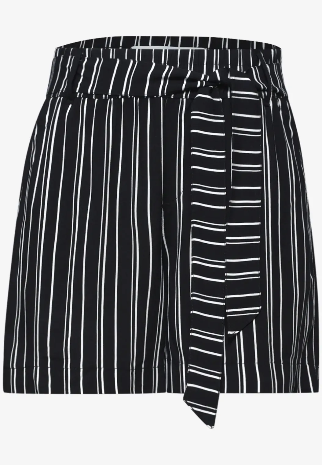 High Waist shorts met riem en strepen