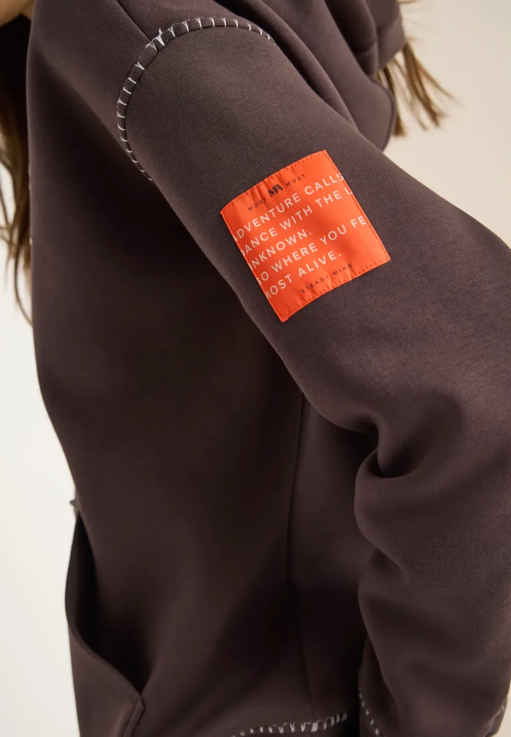 Hoodie met decoratieve stiksels
