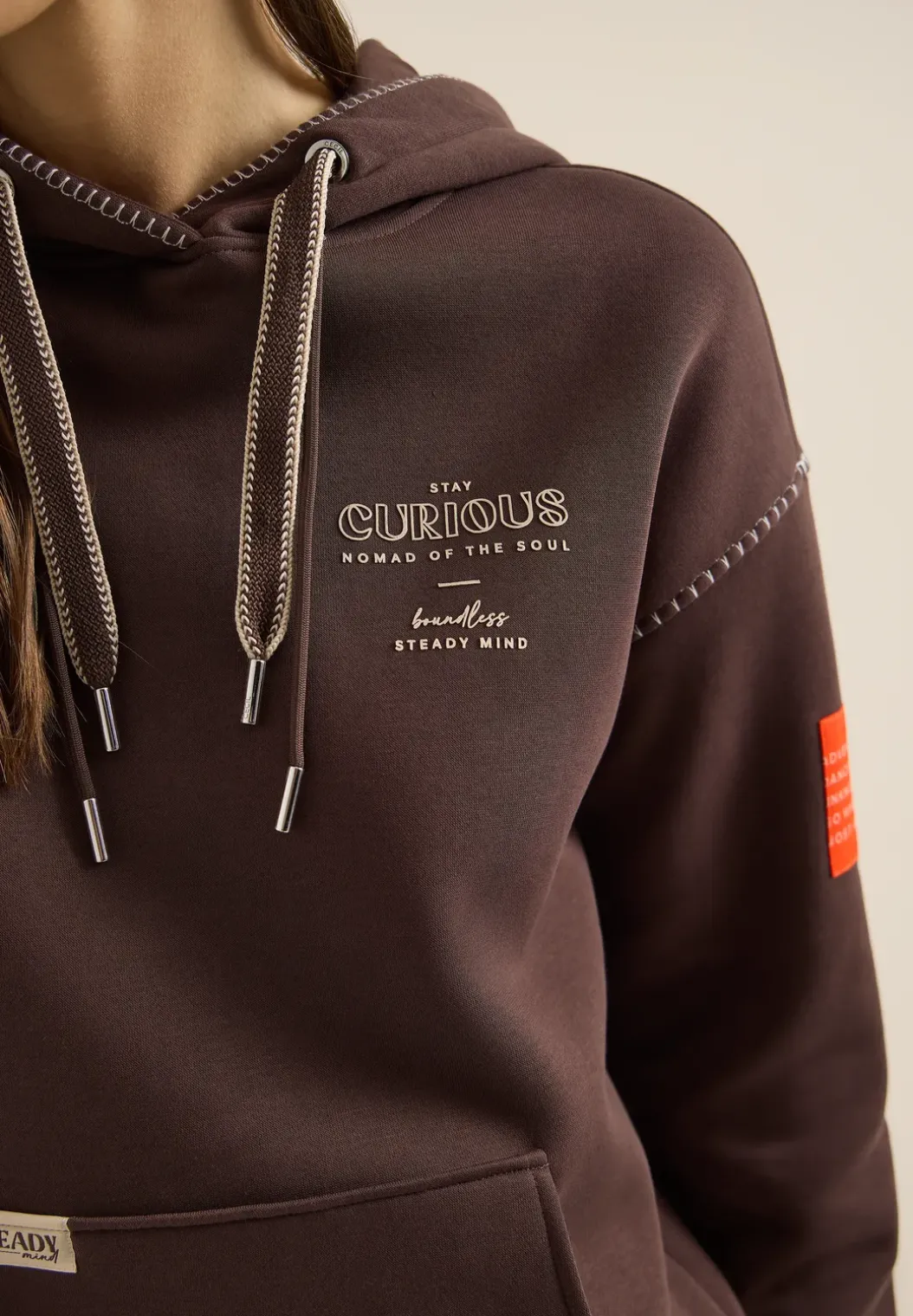 Hoodie met decoratieve stiksels