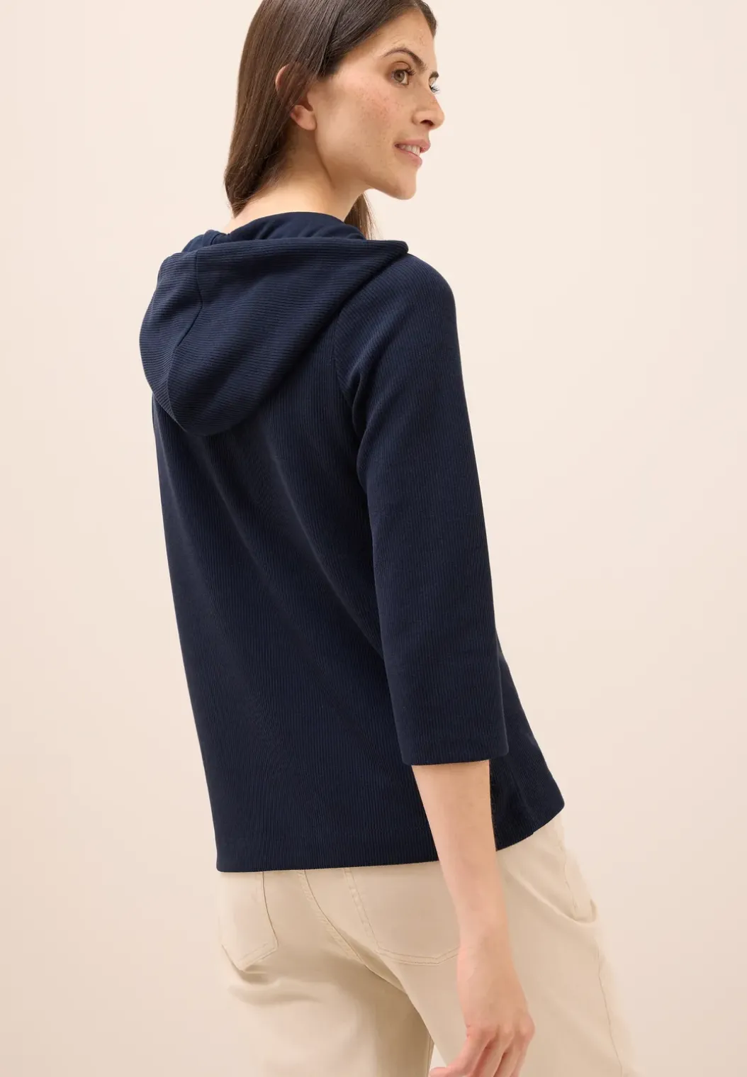 Hoodie Shirt met geribde structuur