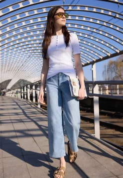 Jeans met gebleekte Wide Legs