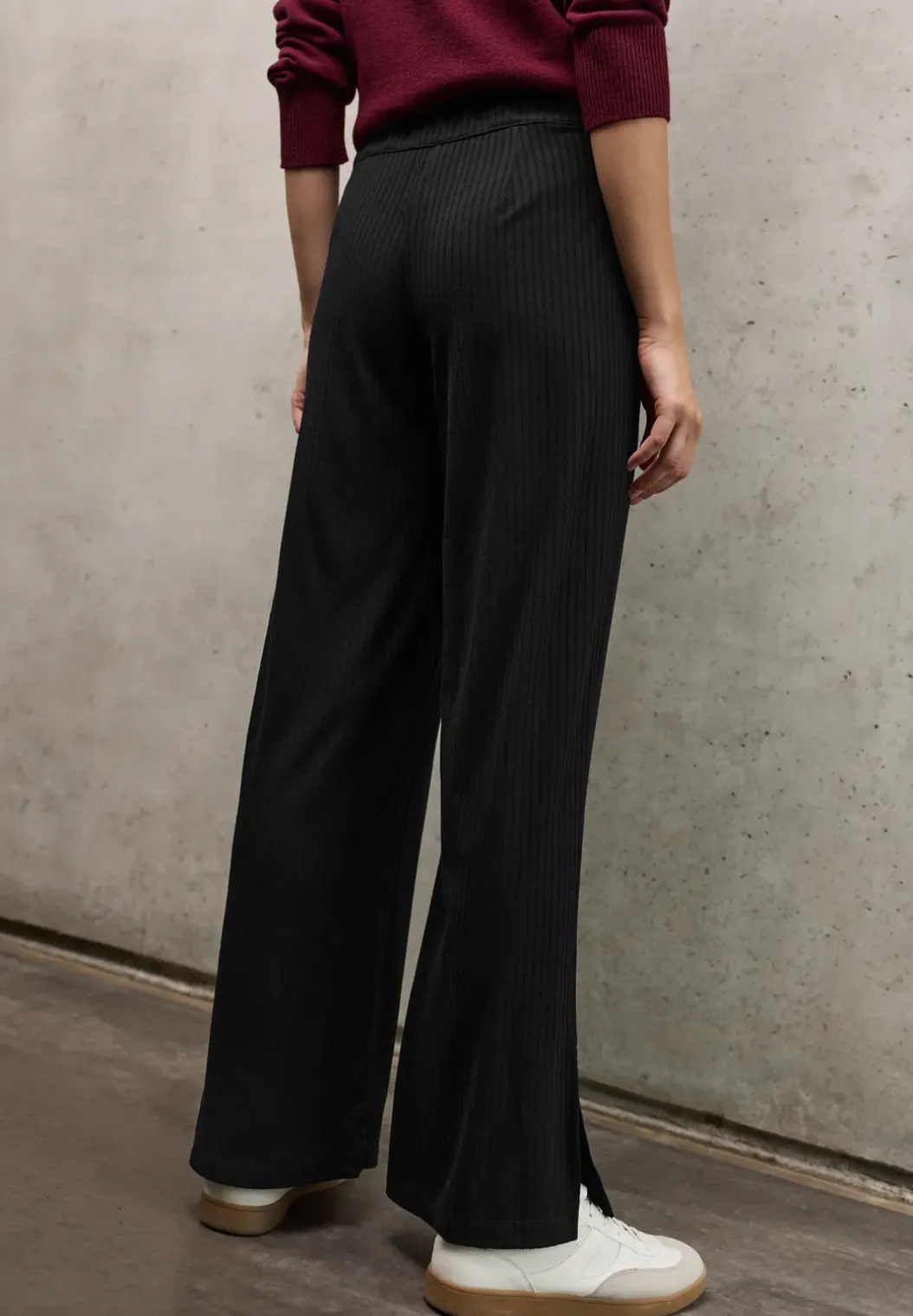 Jersey broek met split