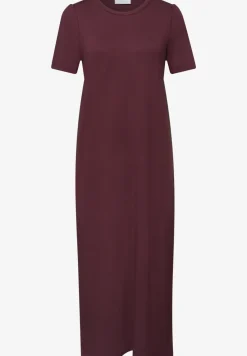Jersey midi-jurk met pofmouwen
