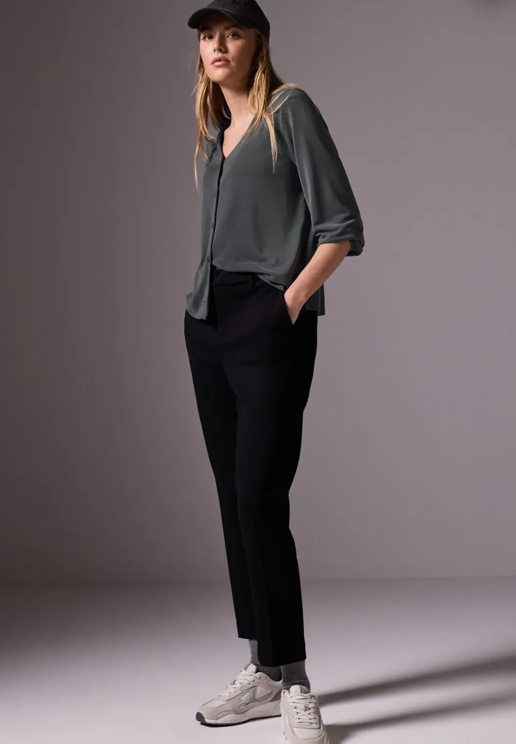 Jersey shirt in een blouse-look