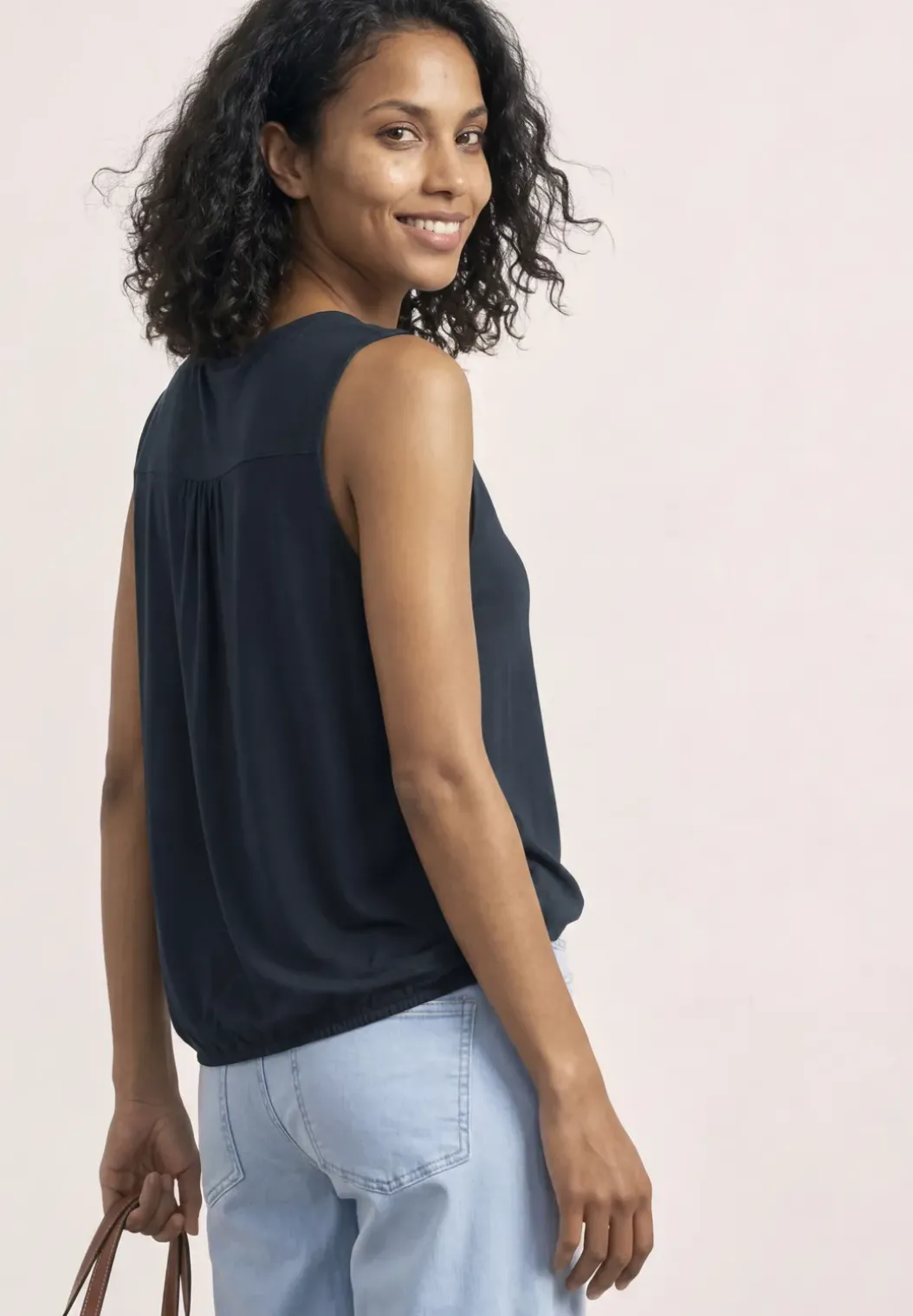 Jersey top met elastische zoom
