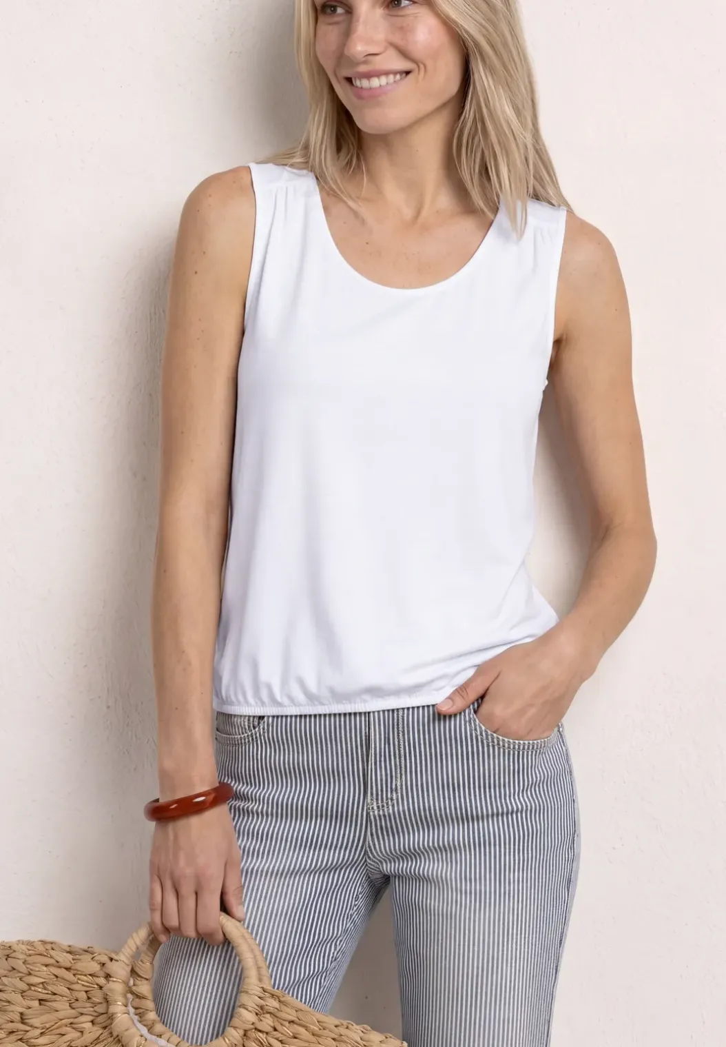 Jersey top met elastische zoom