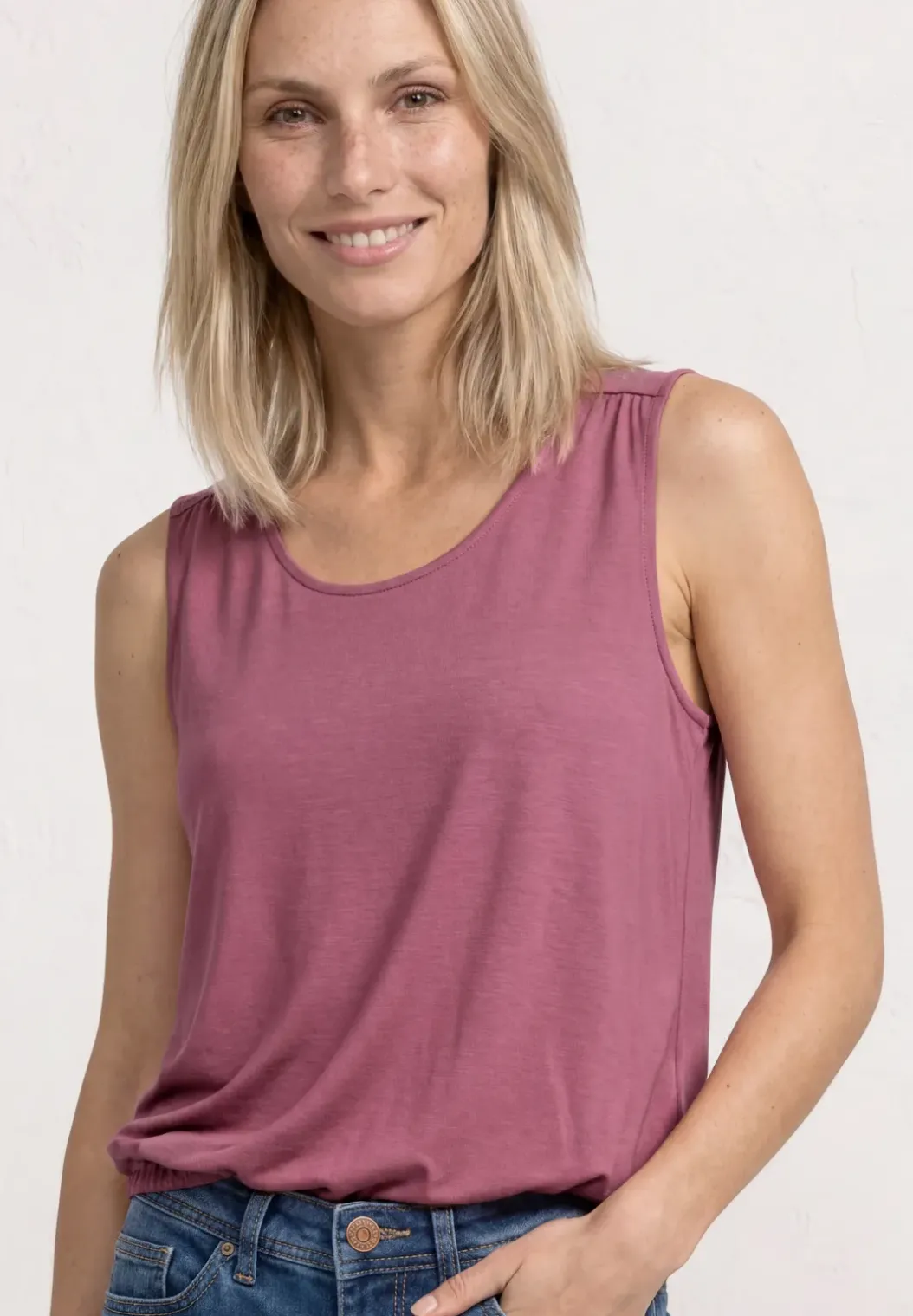 Jersey top met elastische zoom