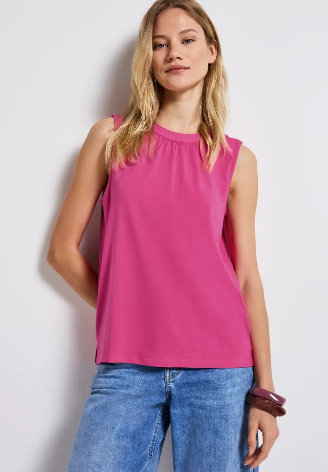 Jersey top met rimpels