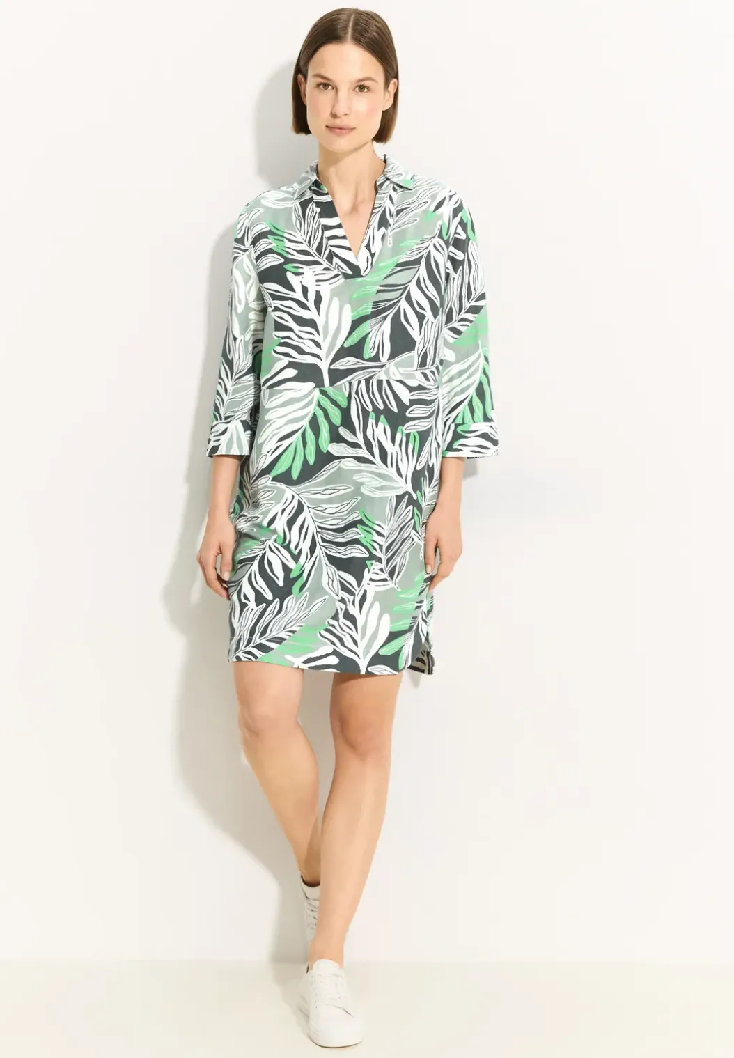 Jurk van linnenmix met print