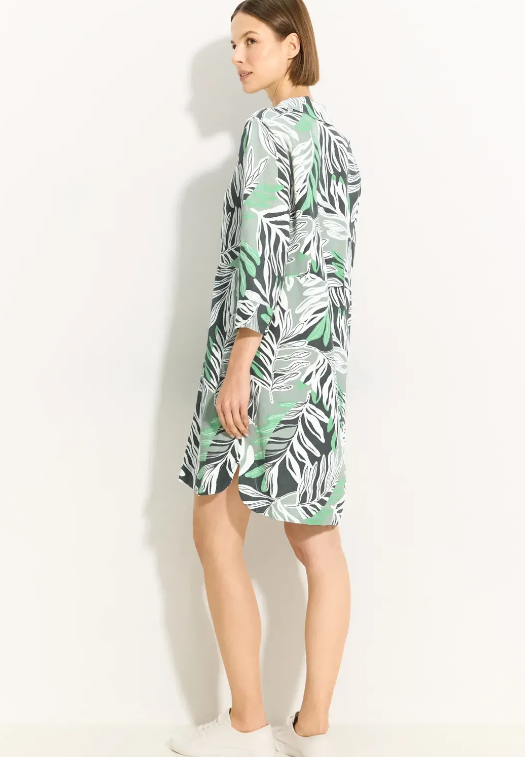 Jurk van linnenmix met print