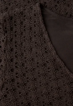 Kanten midi-jurk in effen kleur