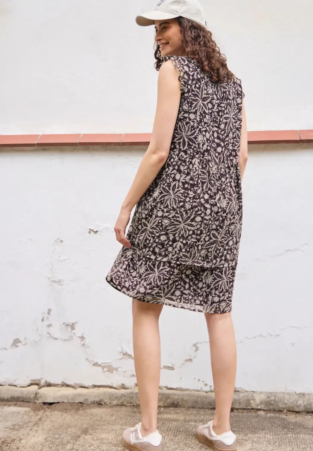 Knielange chiffon jurk met print