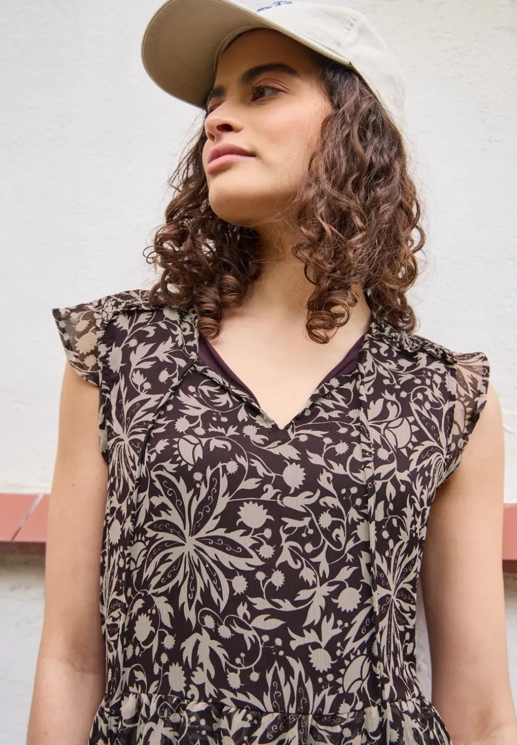 Knielange chiffon jurk met print