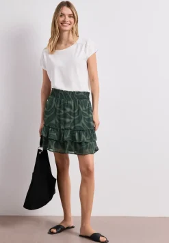 Knielange chiffonrok met volants