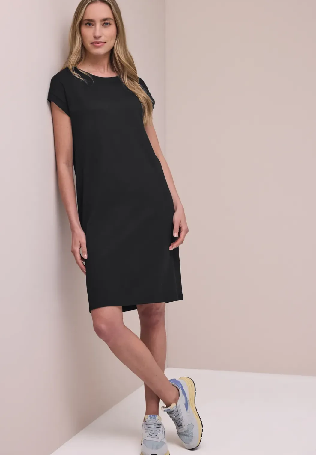 Knielange jersey jurk