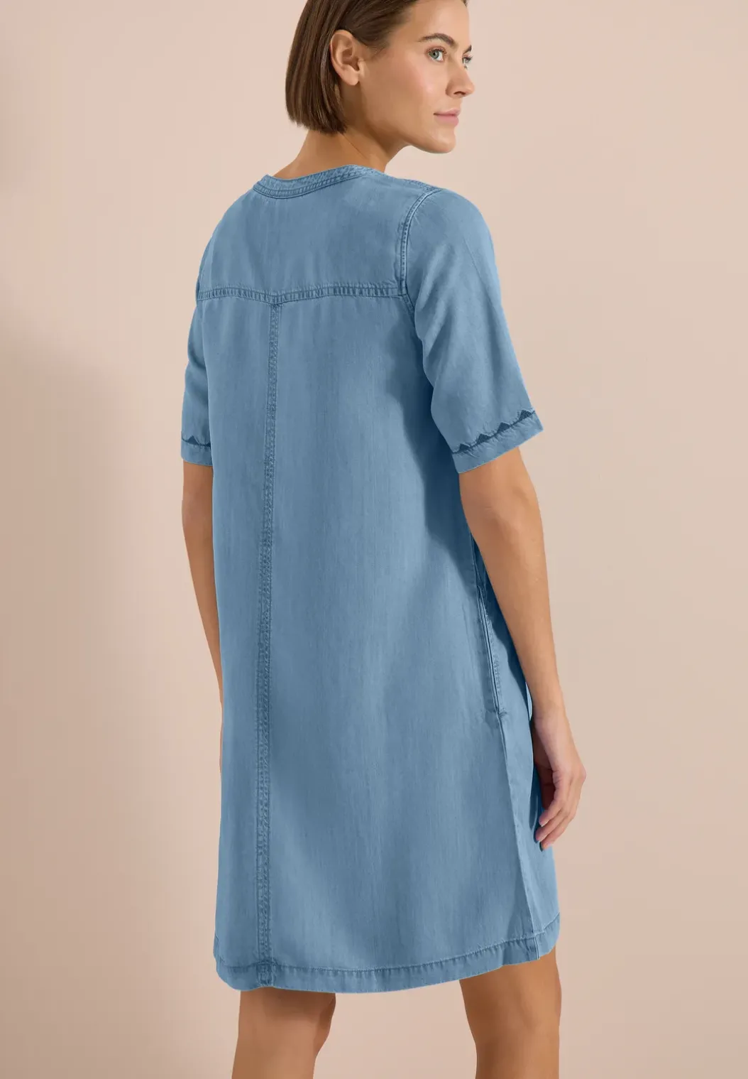 Knielange jurk in denimlook