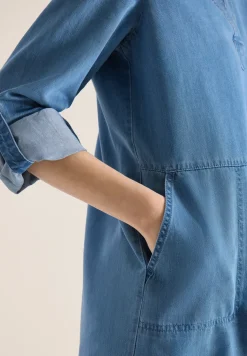 Knielange jurk in denimlook