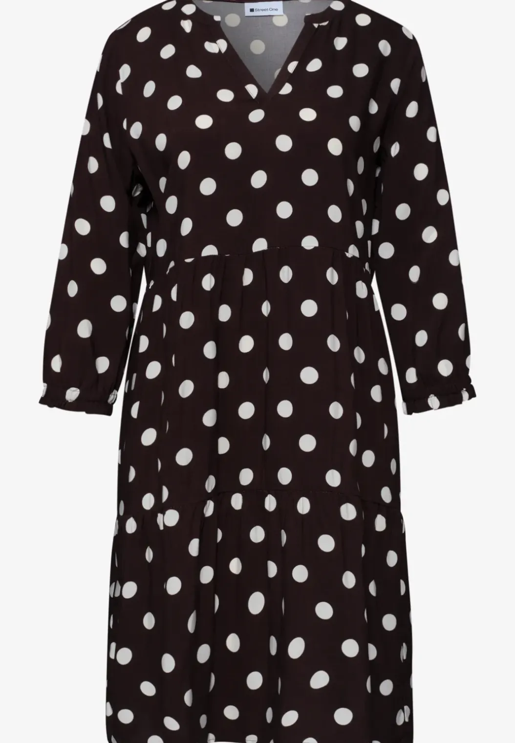 Knielange jurk met gespleten hals en print