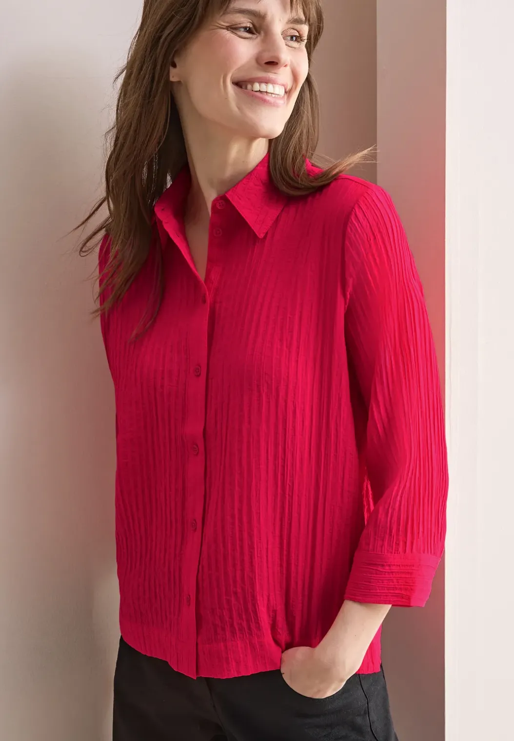 Korte gestructureerde blouse