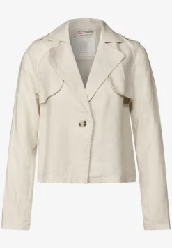 Korte linnen trenchcoat
