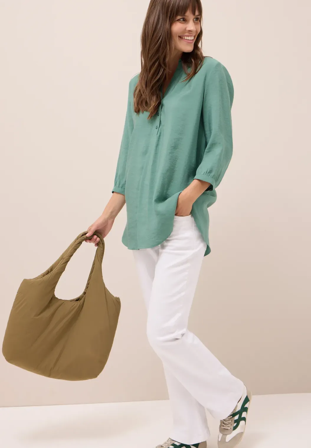 Lange blouse in effen kleur