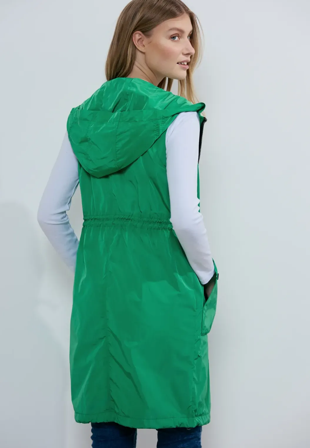 Lange bodywarmer met mesh
