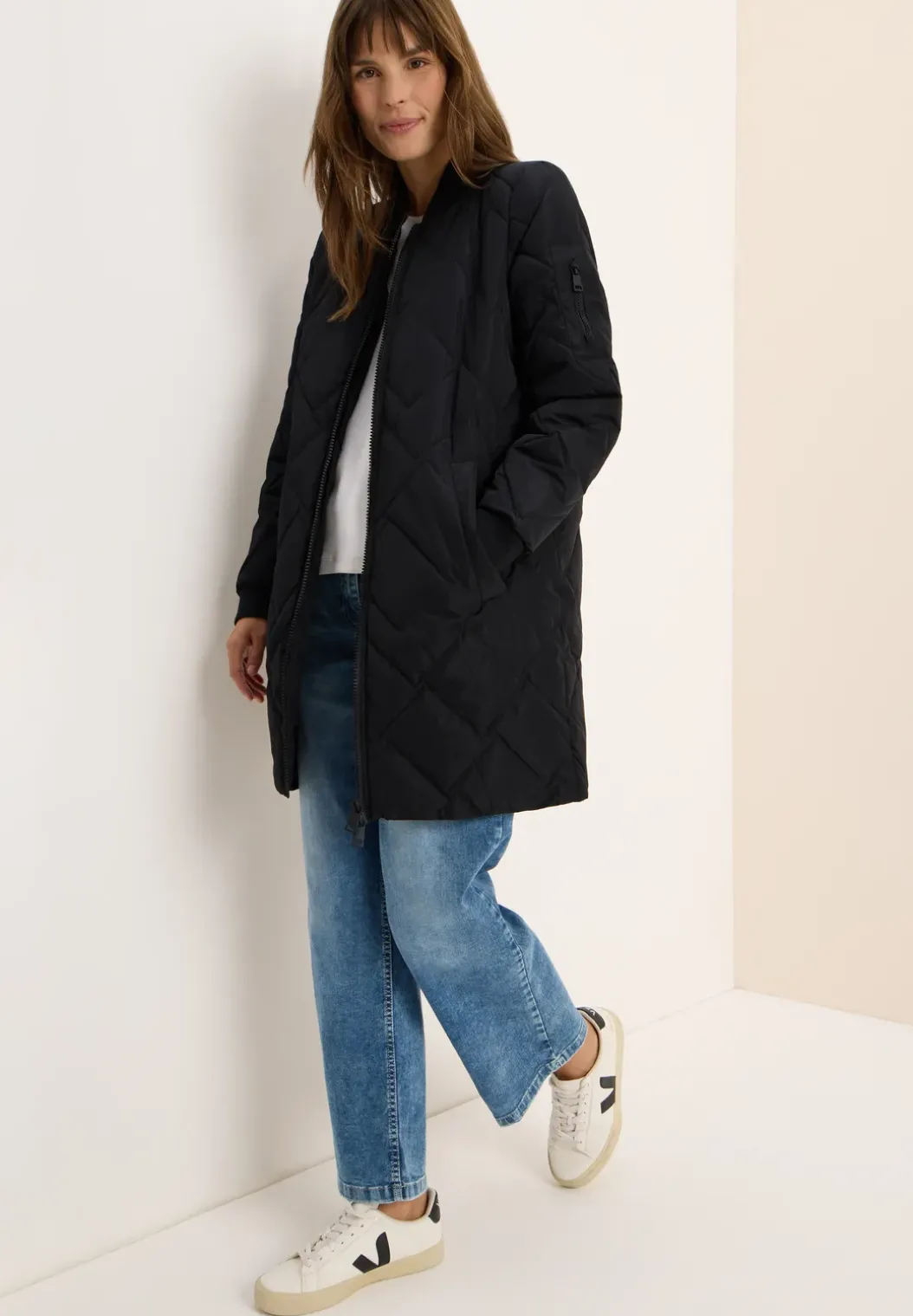 Lange gewatteerde blouson