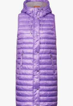 Lange gewatteerde bodywarmer met capuchon