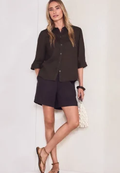 Linnen blouse met 3/4 mouwen