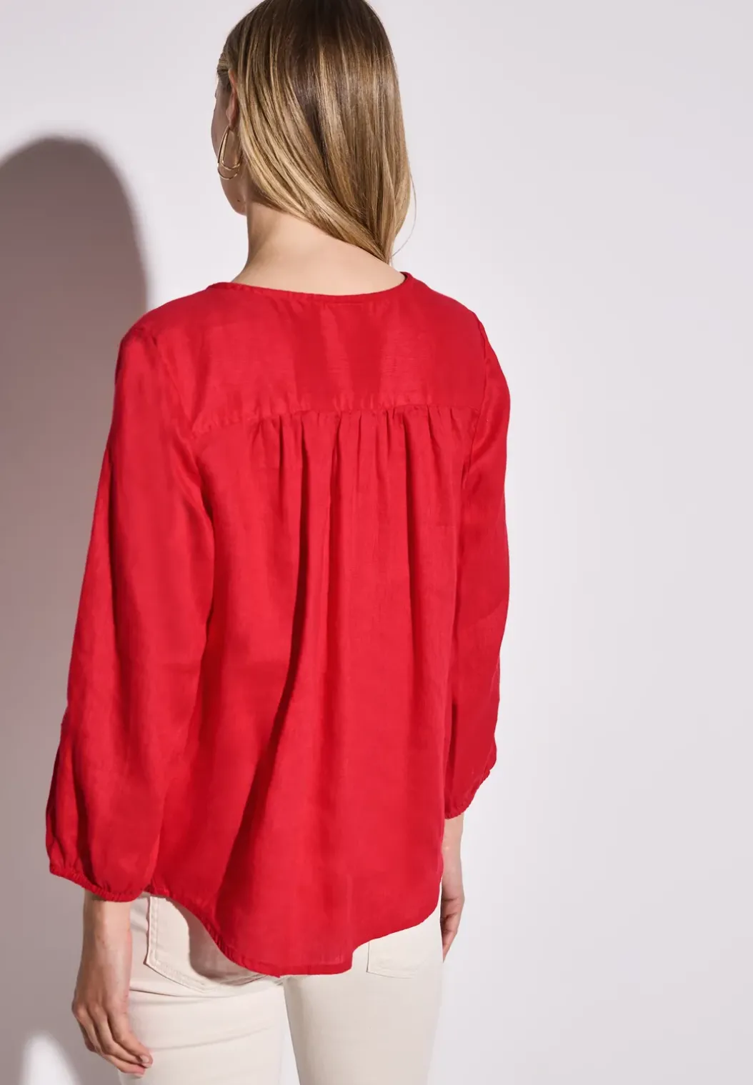Linnen blouse met ronde hals
