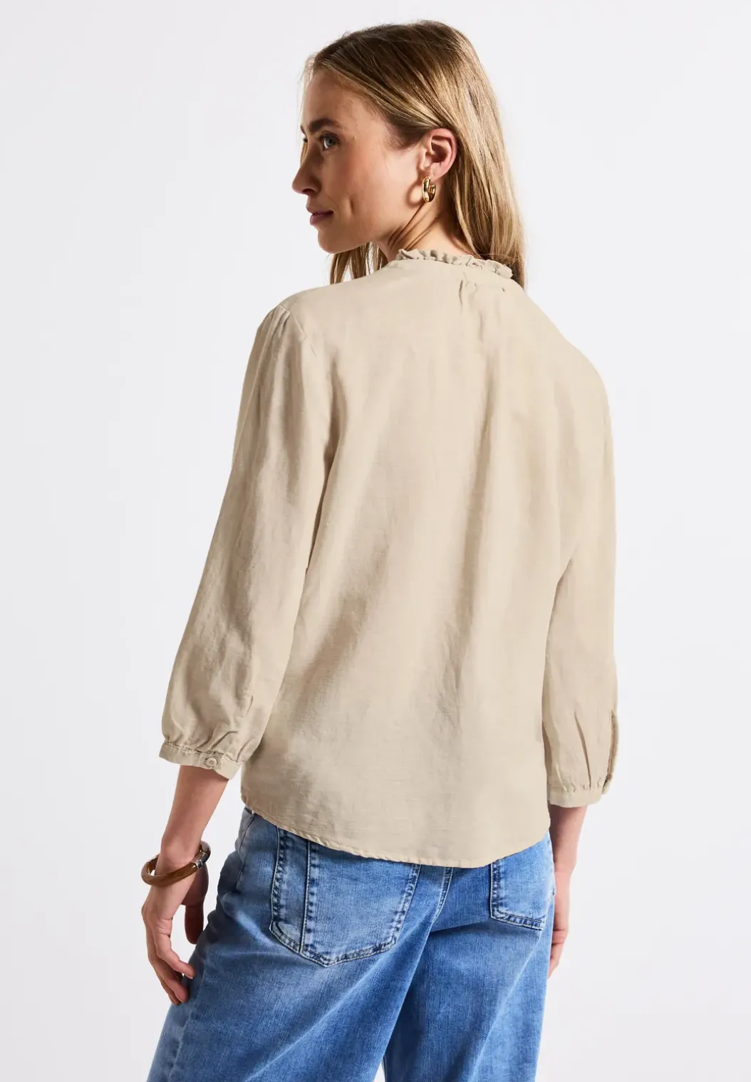 Linnen blouse met ruches