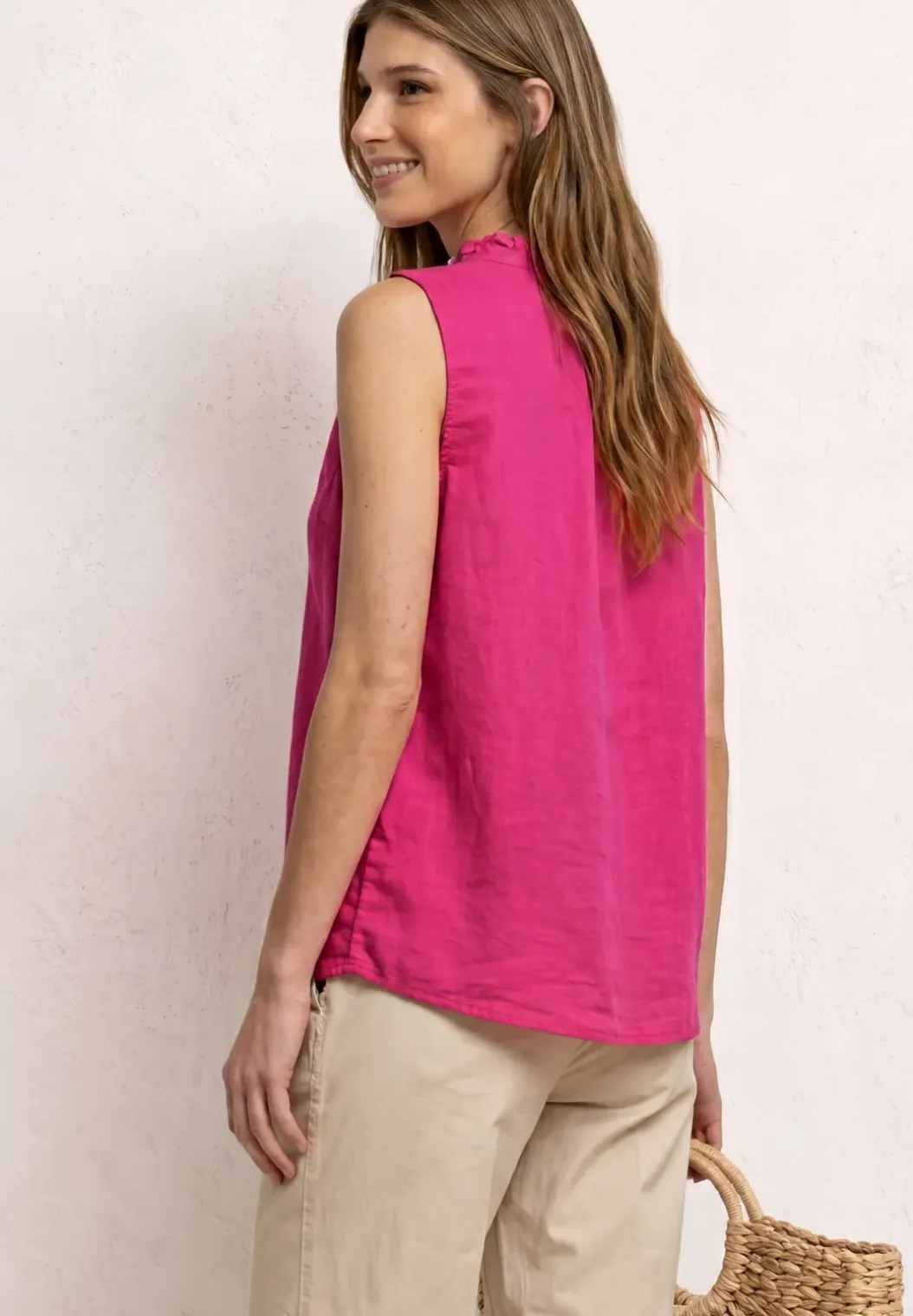 Linnen blouse met ruches