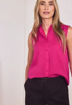 Linnen blouse met ruches