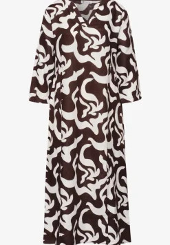 Linnen midi-jurk met print