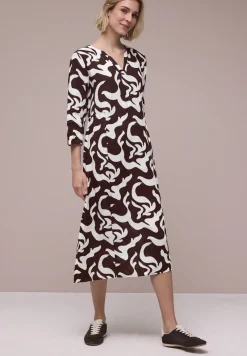 Linnen midi-jurk met print