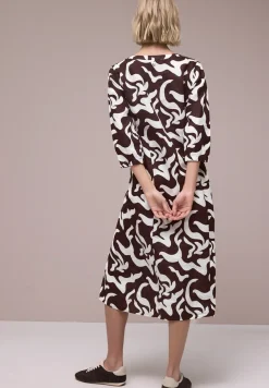 Linnen midi-jurk met print