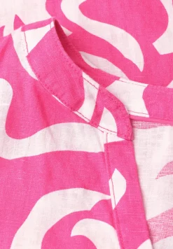 Linnen midi-jurk met print