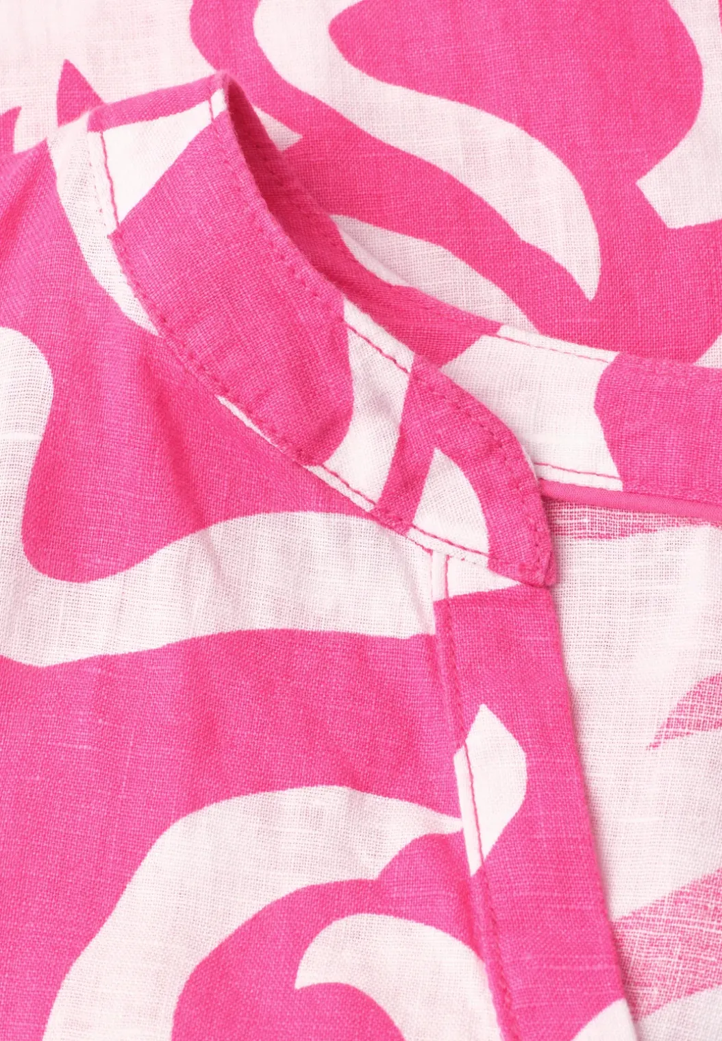 Linnen midi-jurk met print